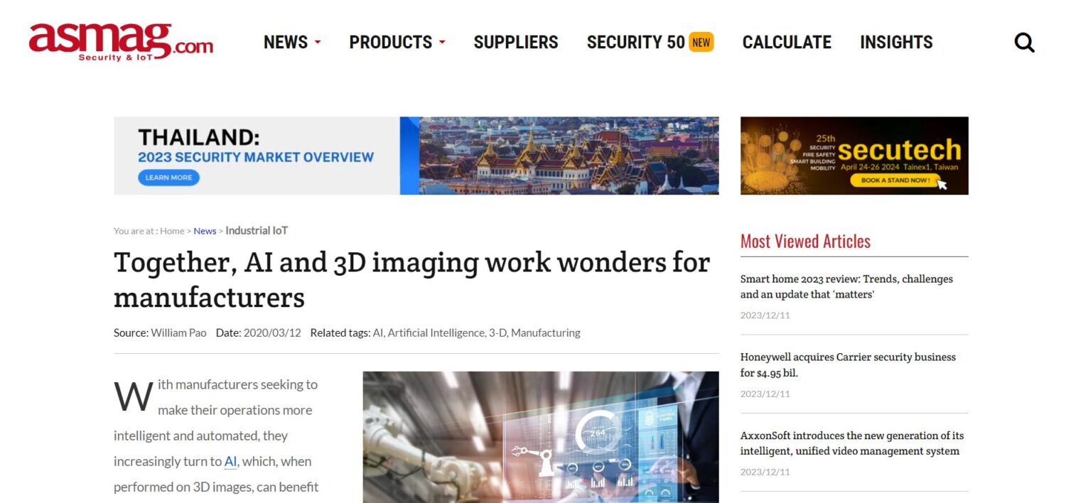 Together, AI and 3D imaging work wonders for manufacturers